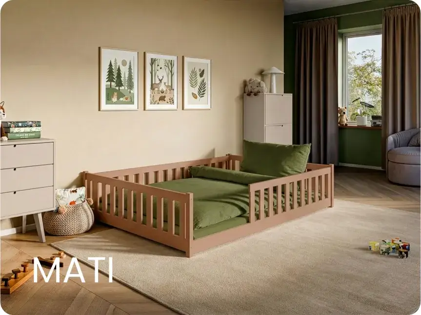 Cynamonowe łóżko podłogowe dziecięce